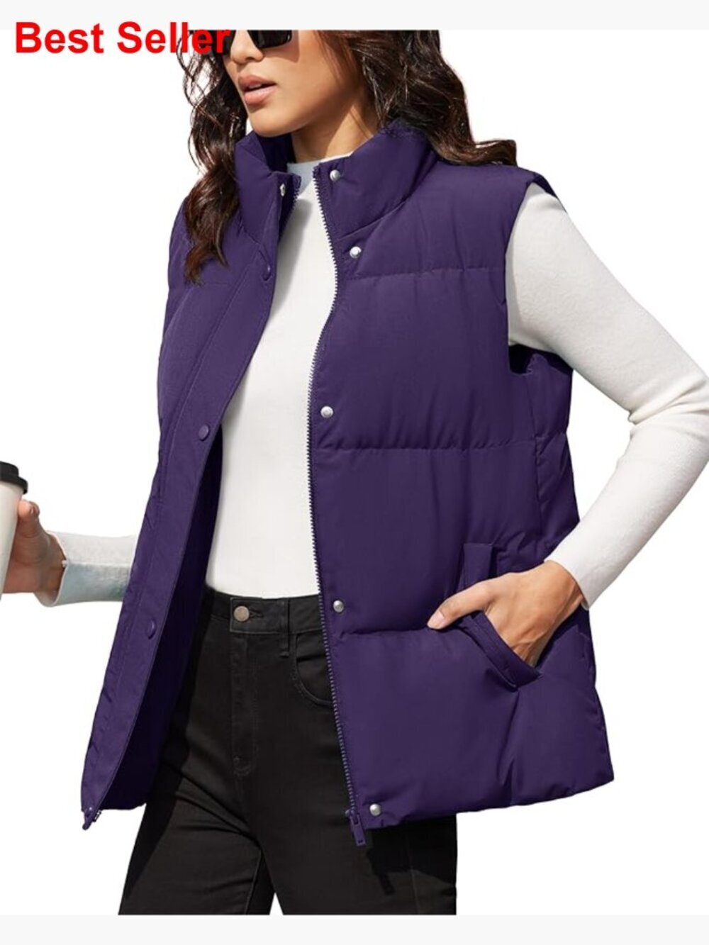 Lightweight Puffer Down Vest with Zipper Closure and Pockets